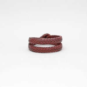 DOUBLE WRAP BRAIDED LEATHER BRACELET IN BROWN