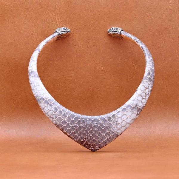 PYRAMID EXOTIC CHOKER WITH FLAT SNAKE HEAD CAPS - THE DIVINE TRIBE