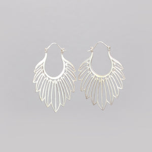 SILVER PLATED TRACED FEATHER EARRINGS