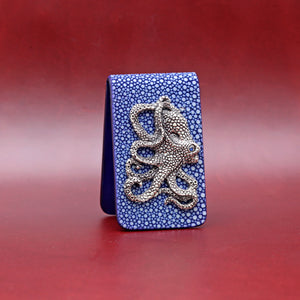 SILVER OCTOPUS WITH BLUE EXOTIC MONEY CLIP
