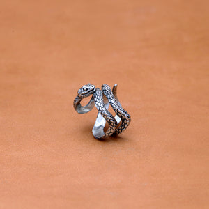 DOUBLE WRAP SNAKE SILVER PLATED RING