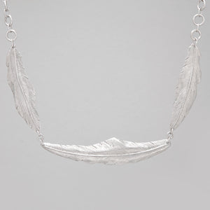 STERLING SILVER TRIPLE FEATHER NECKLACE