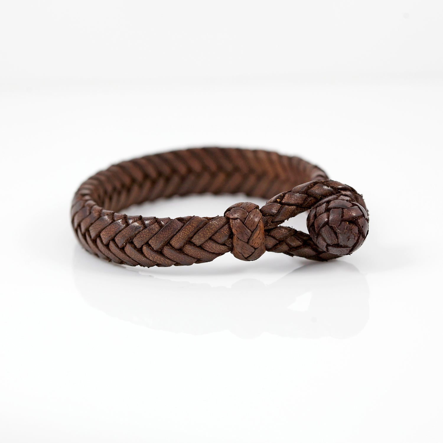 Intrecciato Bracelet Brown Leather