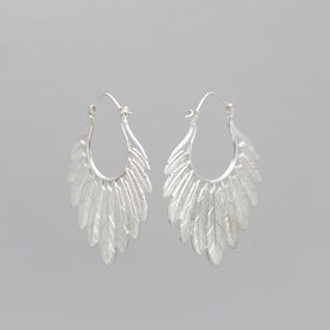 SILVER PLATED MULTI FEATHER EARRINGS