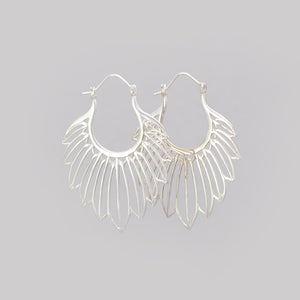 SILVER PLATED TRACED FEATHER EARRINGS