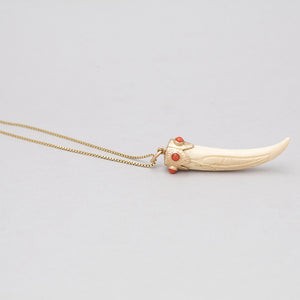 CARVED ANTLER FEATHER PENDANT