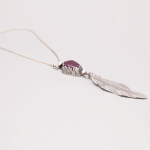AFRICAN RUBY FEATHER PENDANT