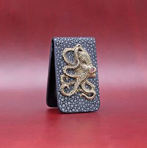 YELLOW BRASS OCTOPUS WITH BLACK EXOTIC MONEY CLIP