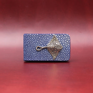 SILVER STINGRAY WITH BLUE EXOTIC MONEY CLIP